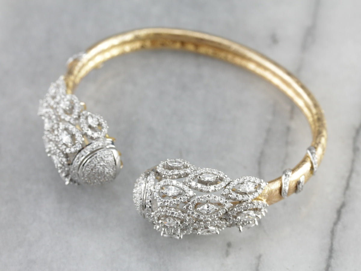 Diamond Encrusted Gold Cuff Bracelet