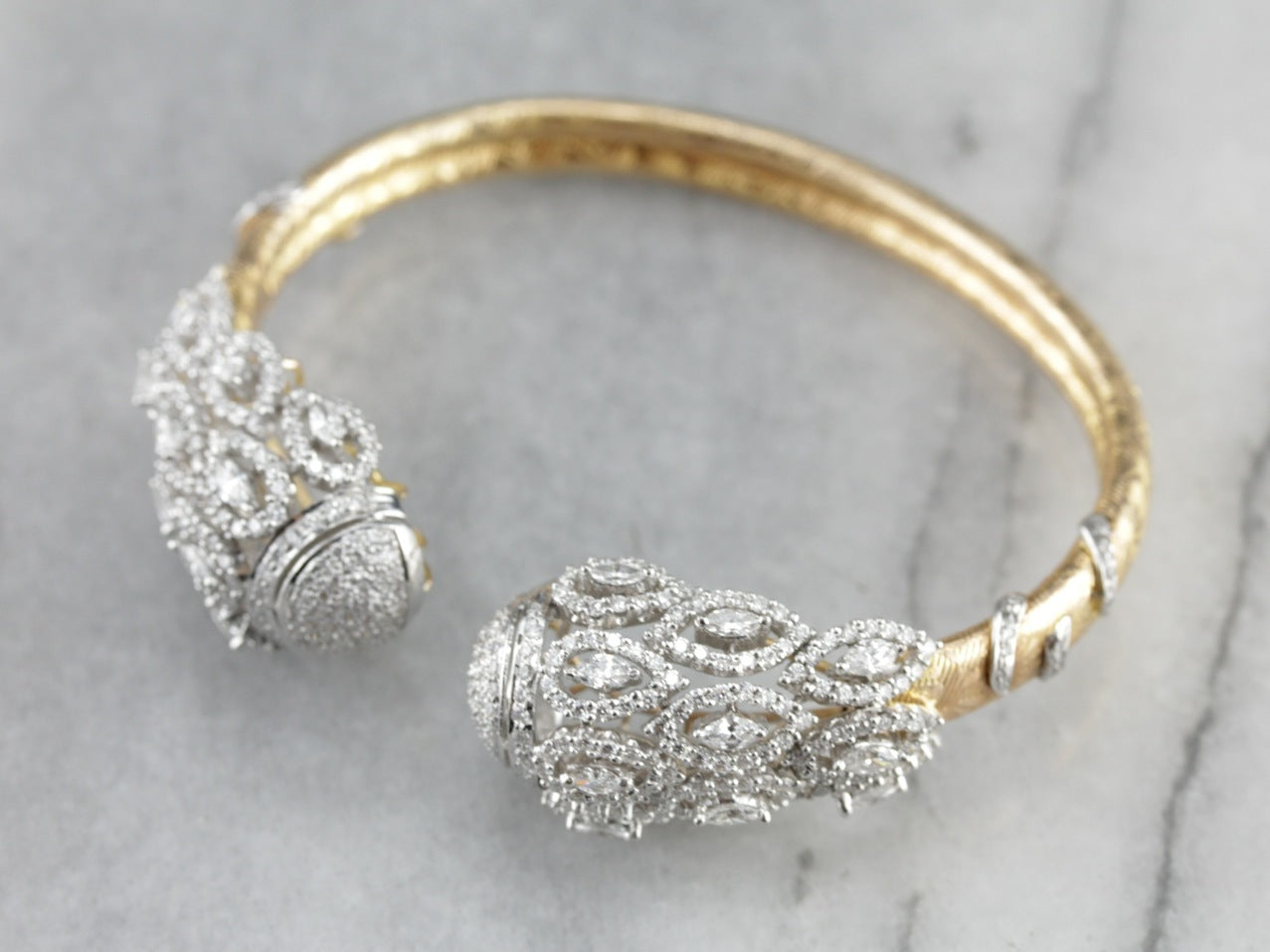 Diamond Encrusted Gold Cuff Bracelet