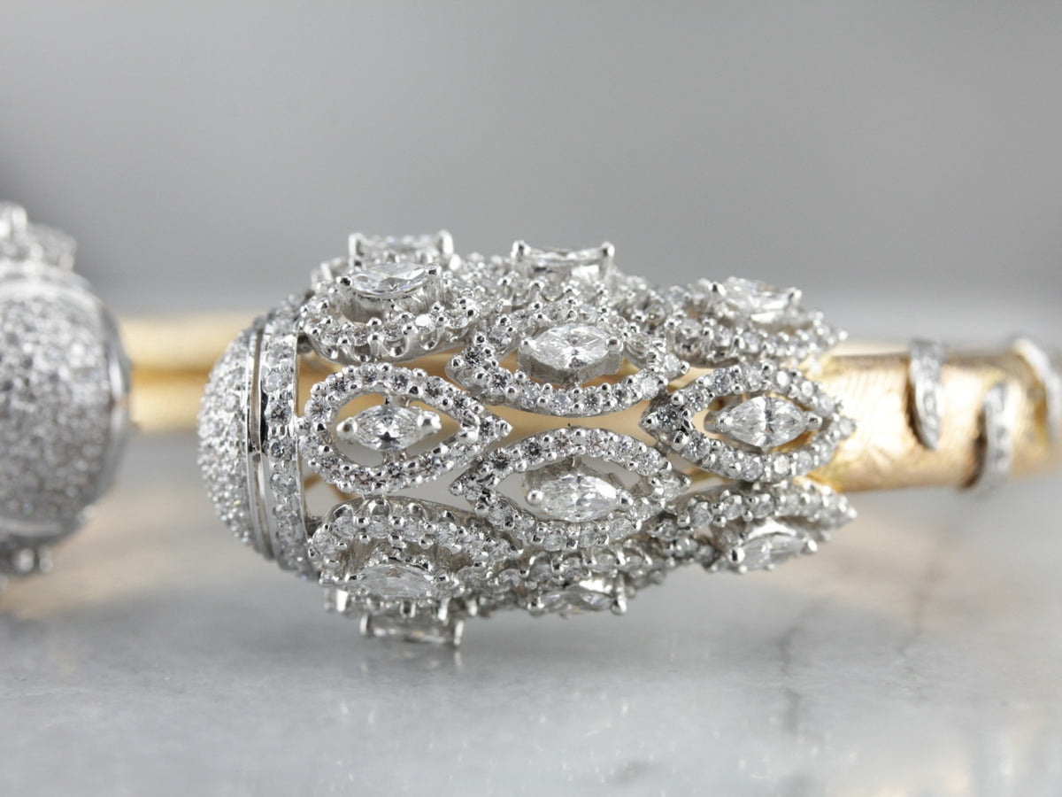 Diamond Encrusted Gold Cuff Bracelet
