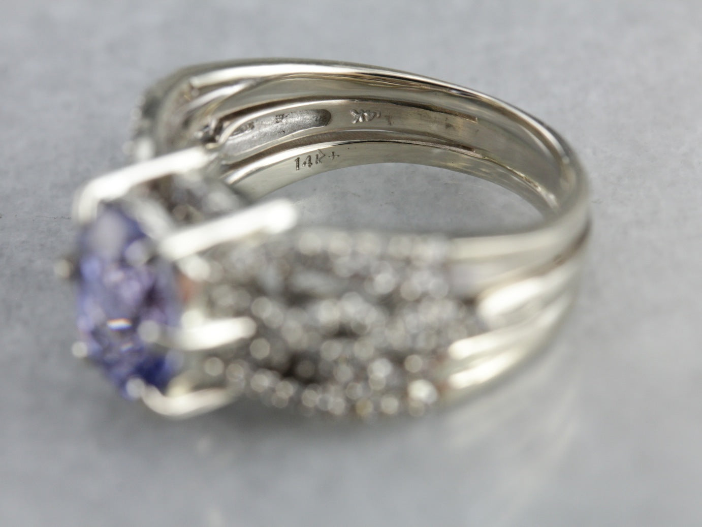 Purple Sapphire and Diamond Cocktail Ring