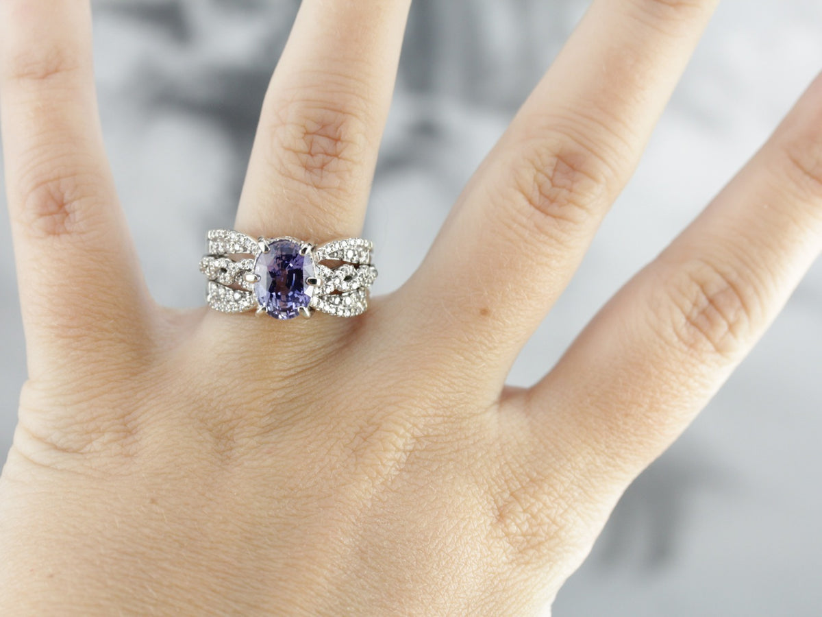 Purple Sapphire and Diamond Cocktail Ring
