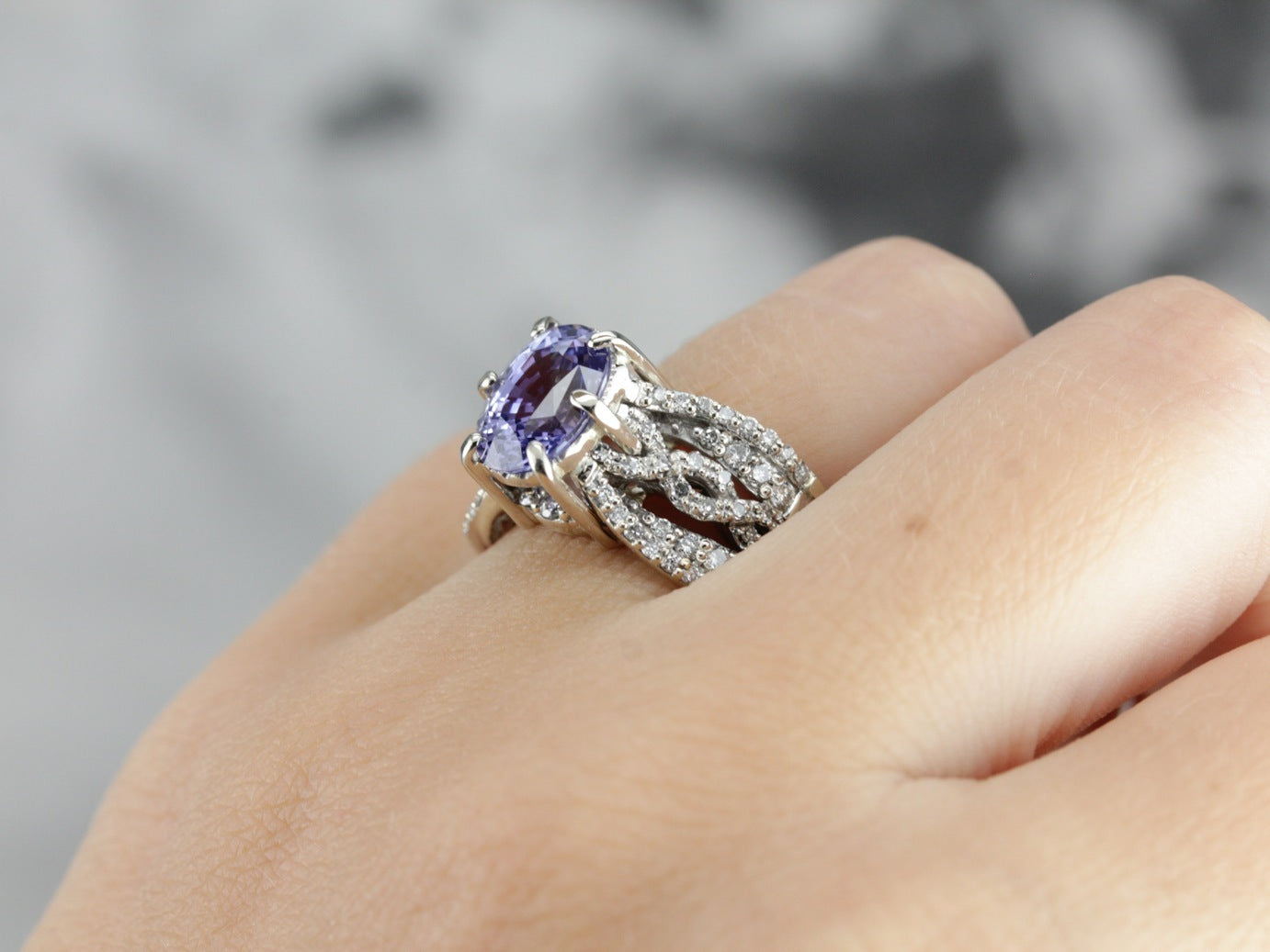 Purple Sapphire and Diamond Cocktail Ring