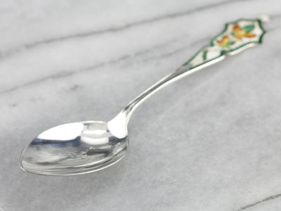 Enamel Maple Leaf Silver Spoon
