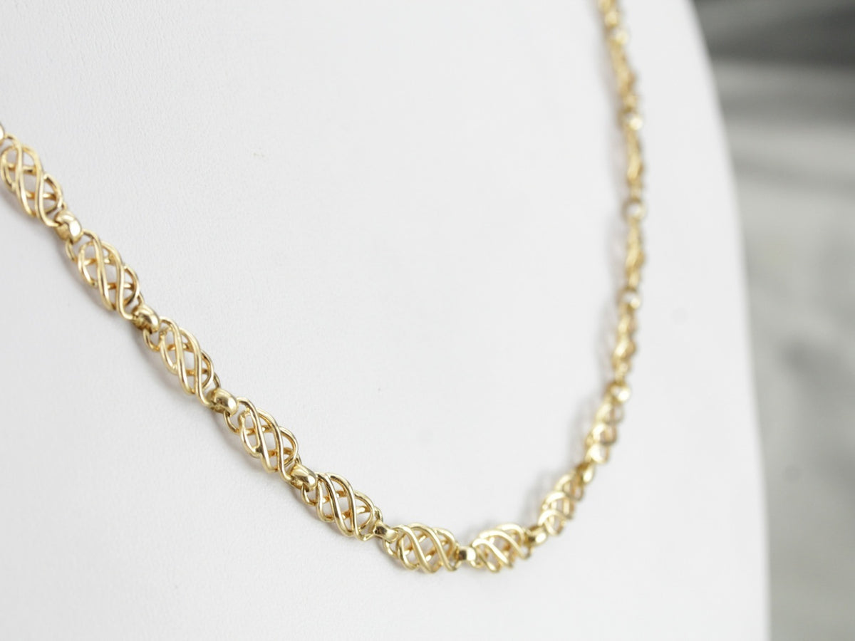 Cadena de oro amarillo con eslabones tejidos