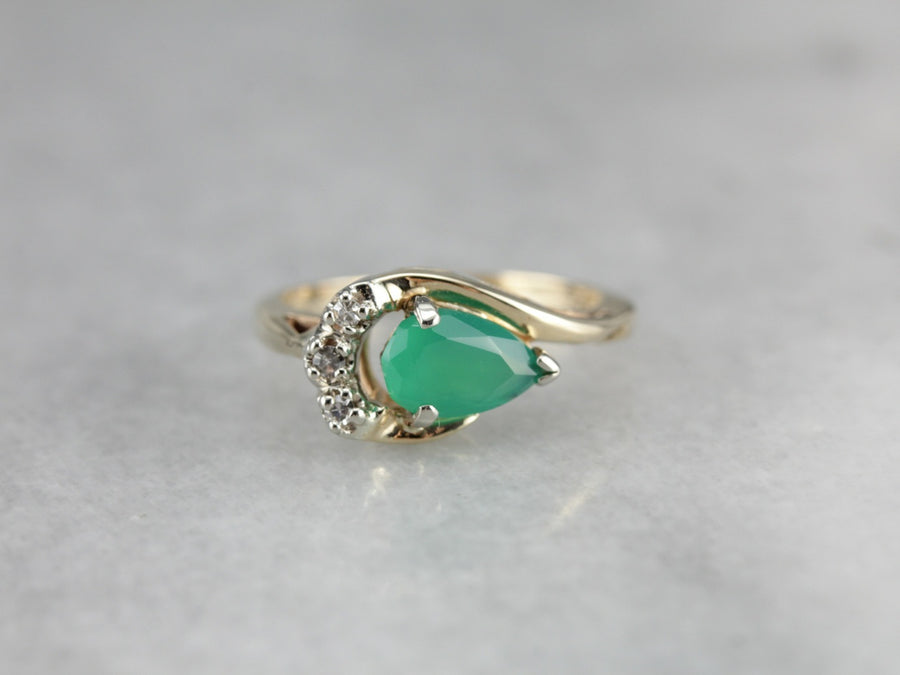 Green Onyx and Diamond Cocktail Ring
