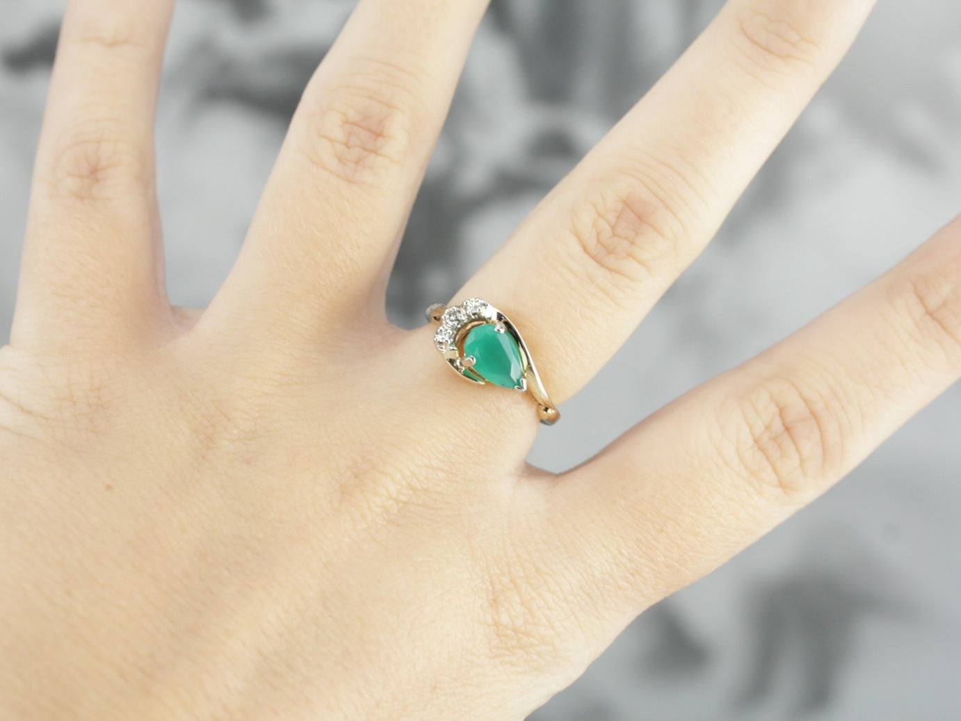 Green Onyx and Diamond Cocktail Ring