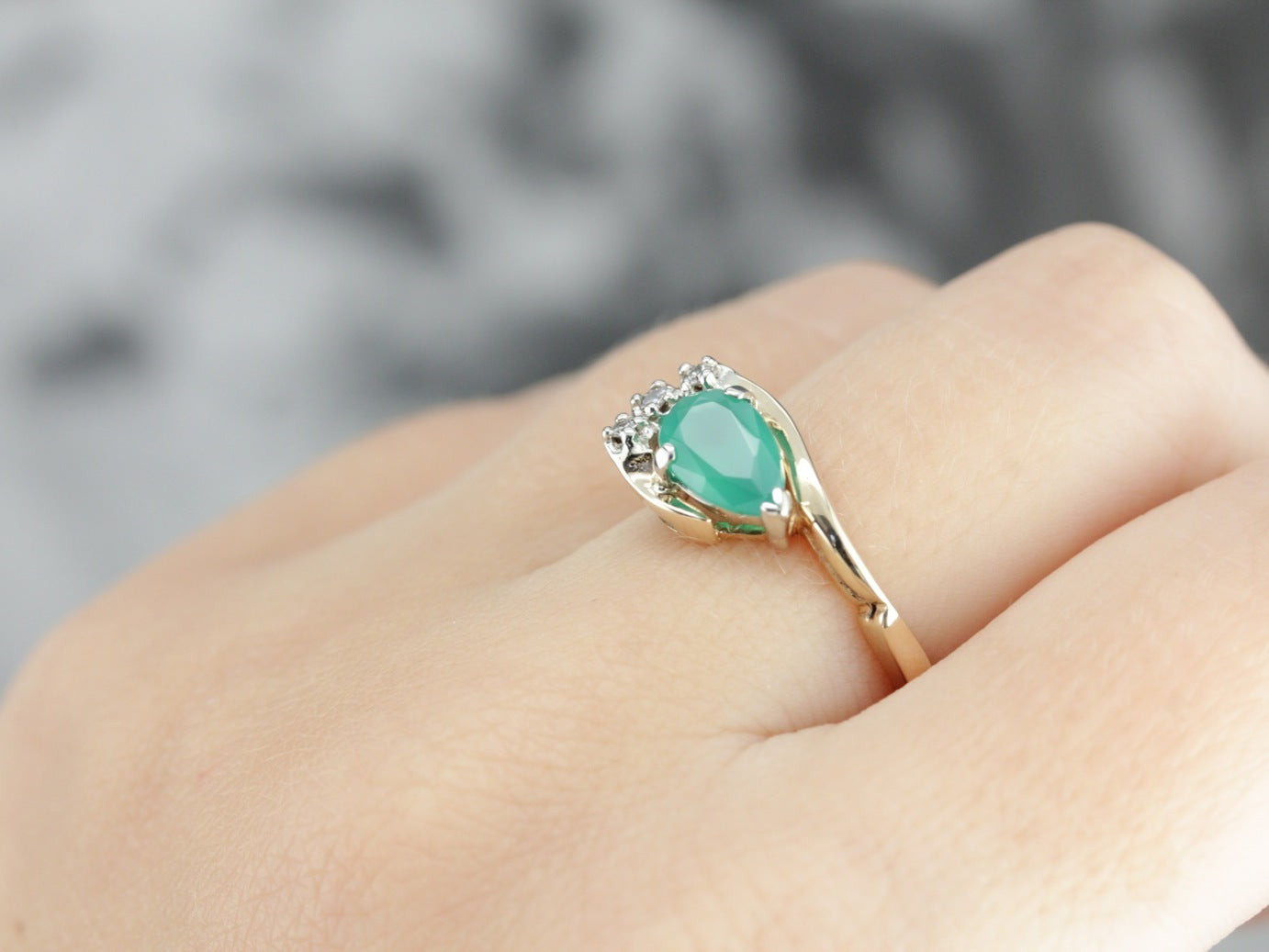 Green Onyx and Diamond Cocktail Ring