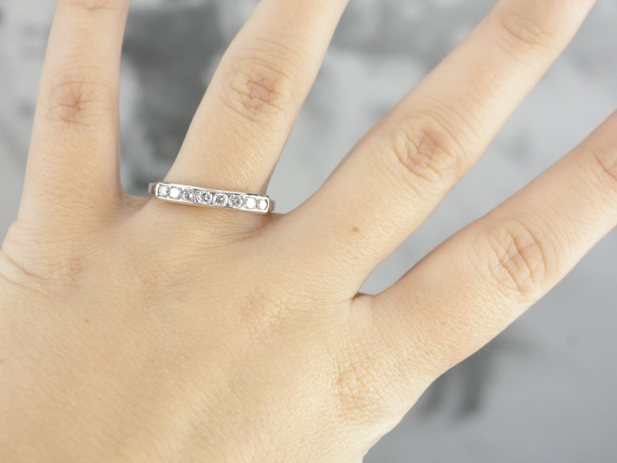 Channel Set Diamond Platinum Wedding Band