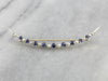 Vintage Sapphire and Pearl Crescent Moon Brooch