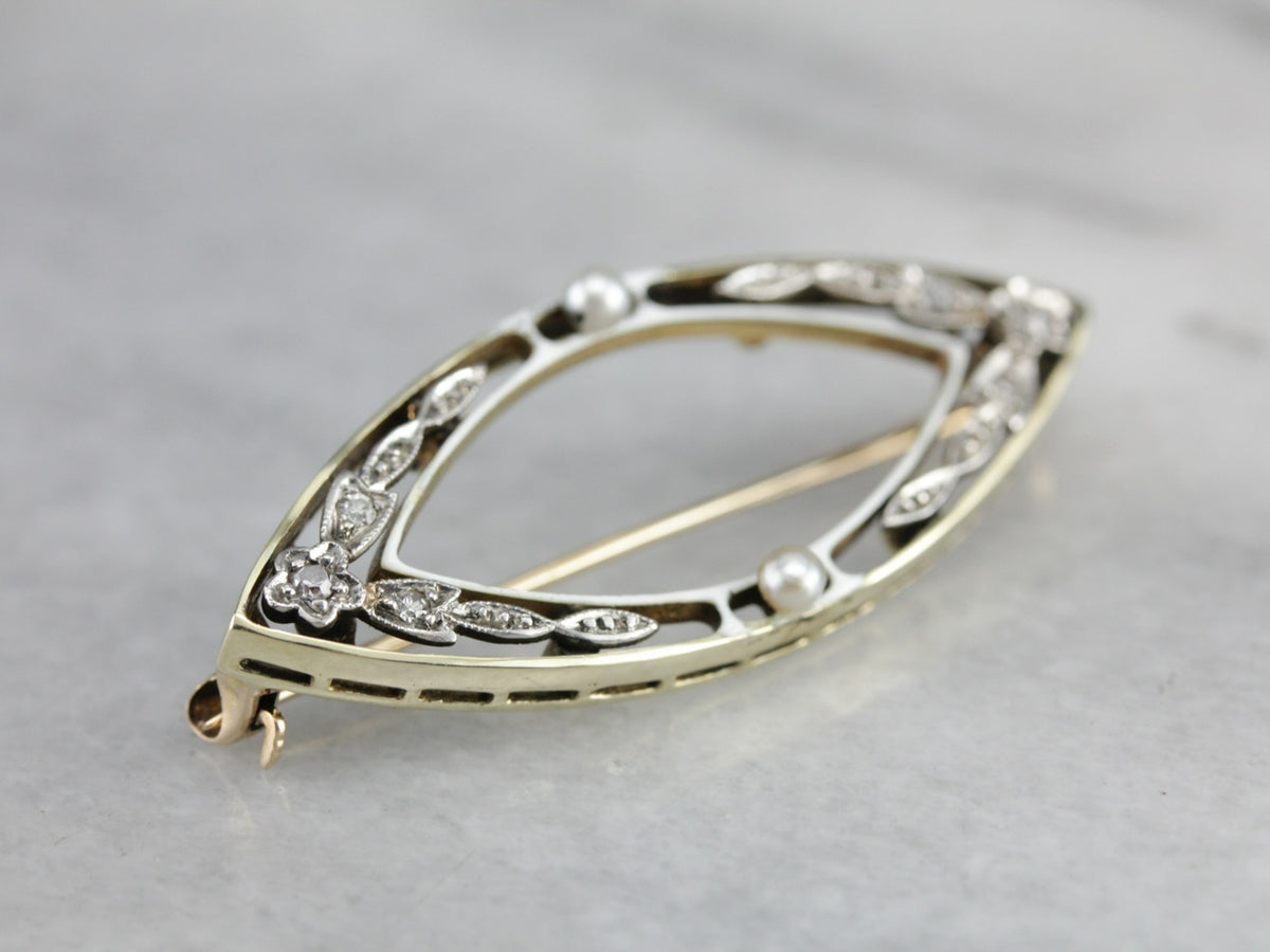 Art Deco Diamond and Pearl Brooch