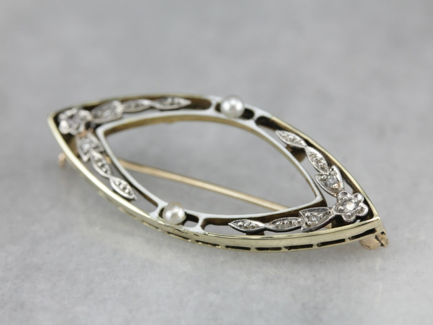 Art Deco Diamond and Pearl Brooch