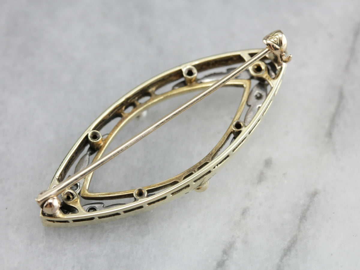 Art Deco Diamond and Pearl Brooch