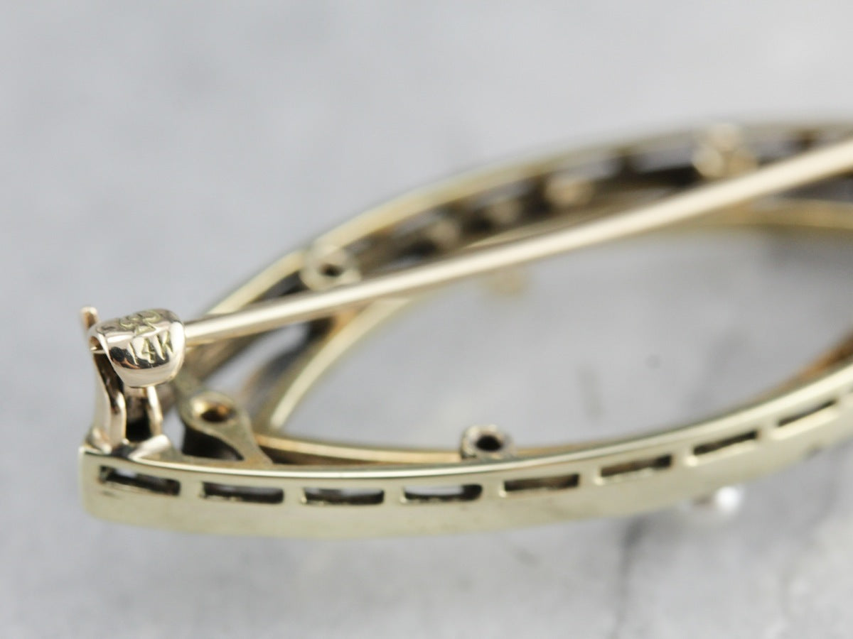 Art Deco Diamond and Pearl Brooch