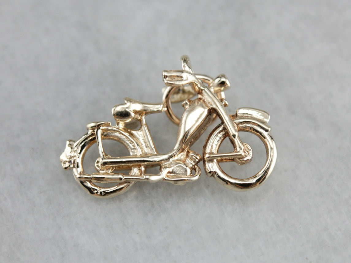 Vintage Motorcycle Gold Charm Pendant