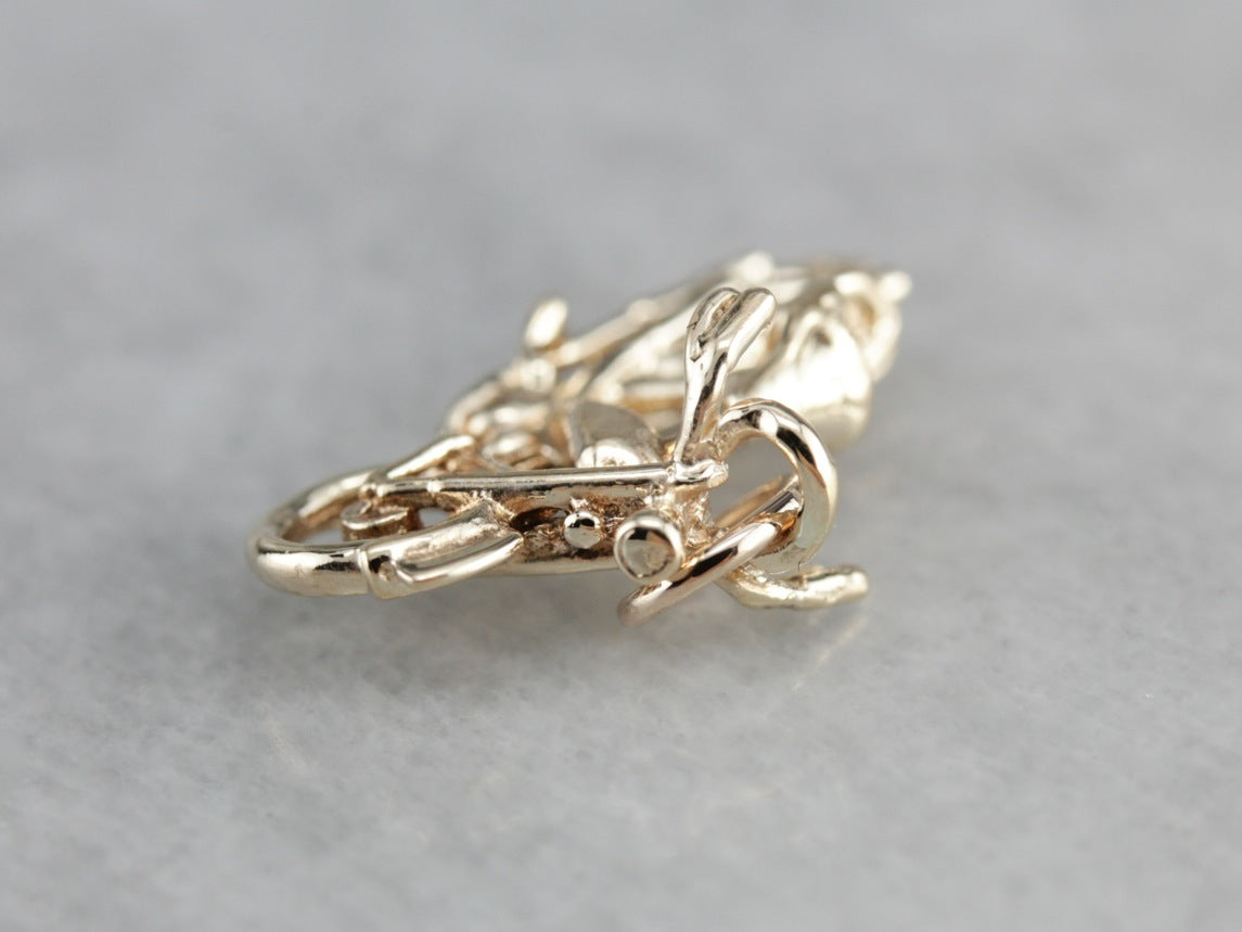 Vintage Motorcycle Gold Charm Pendant