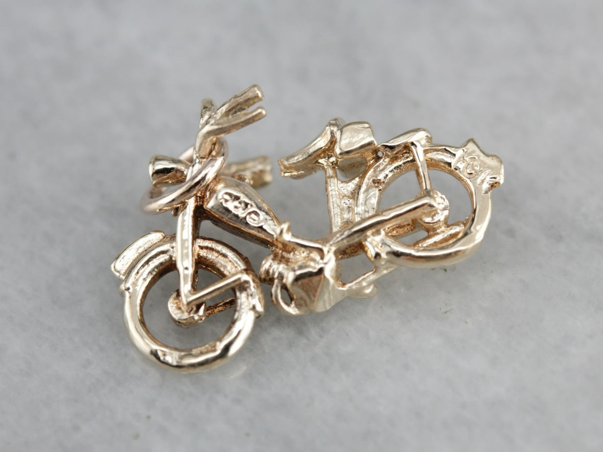 Vintage Motorcycle Gold Charm Pendant
