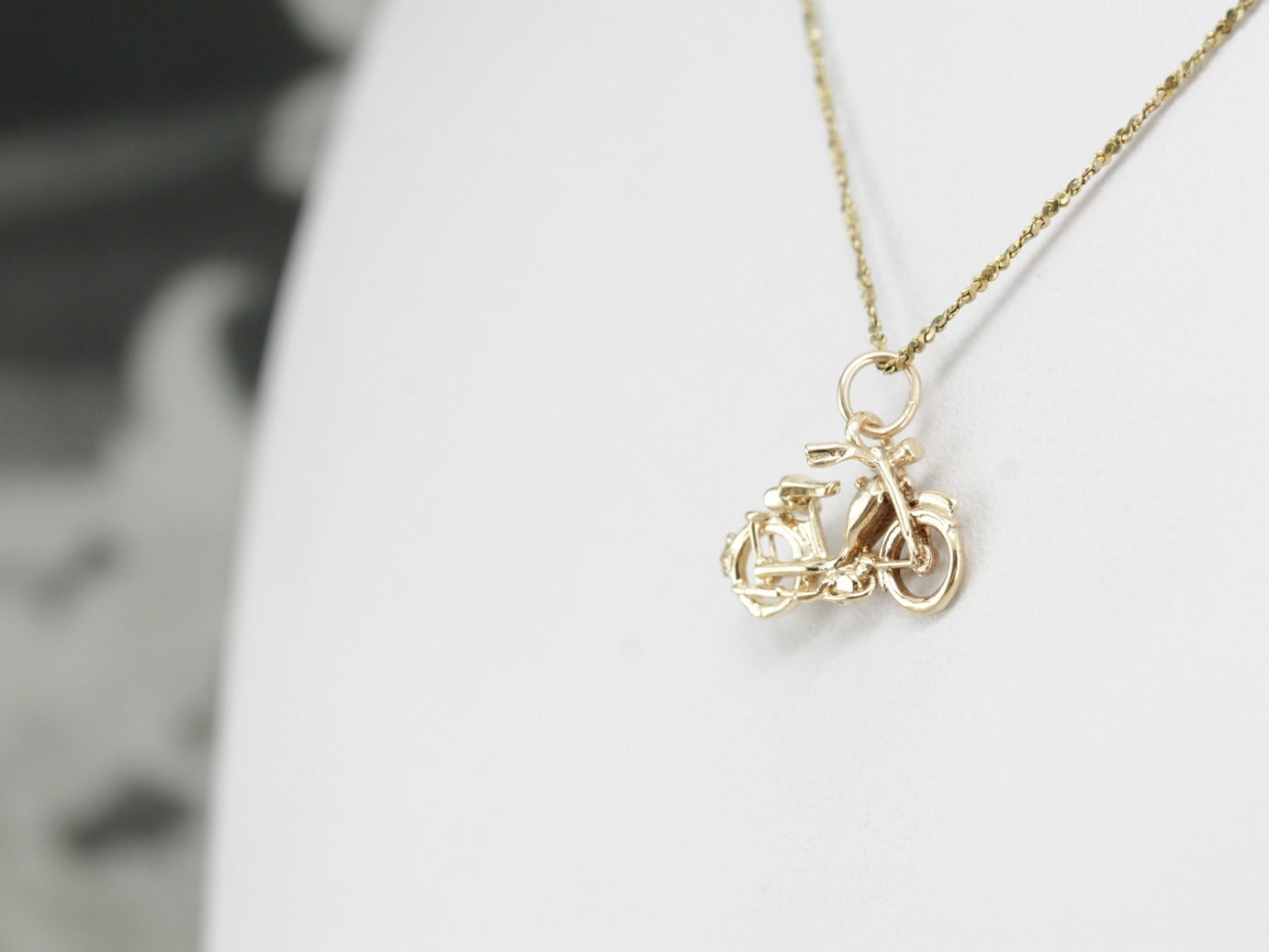 Vintage Motorcycle Gold Charm Pendant