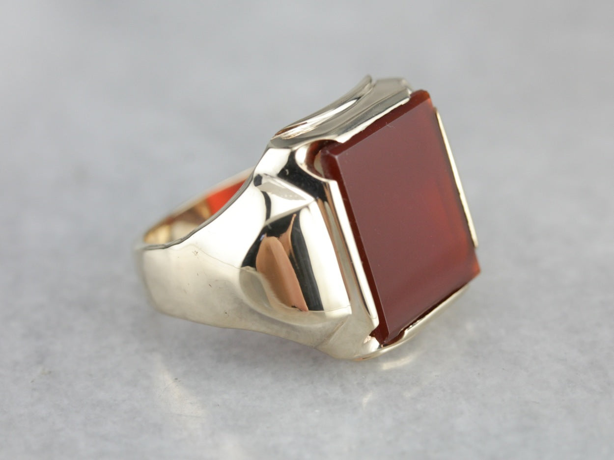 Retro Era Carnelian Men's Ring - Market Square Jewelers