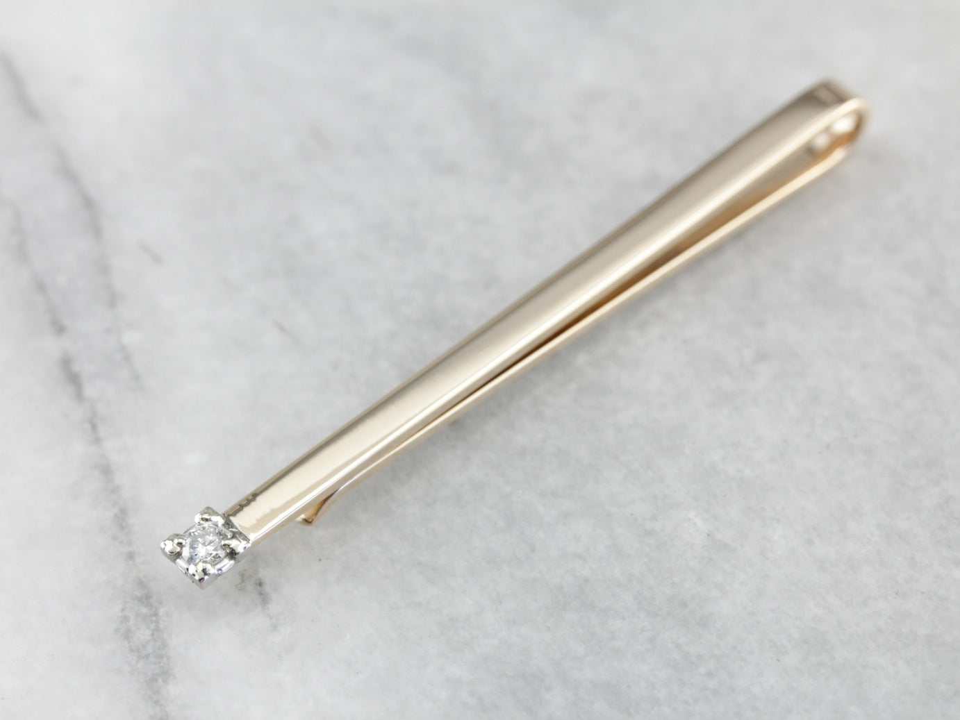 Vintage Gold and Diamond Tie Clip