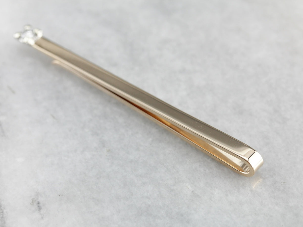 Vintage Gold and Diamond Tie Clip