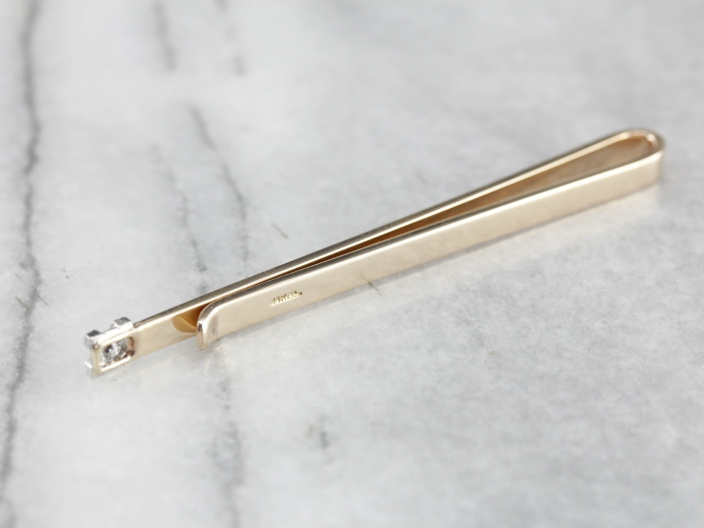 Vintage Gold and Diamond Tie Clip