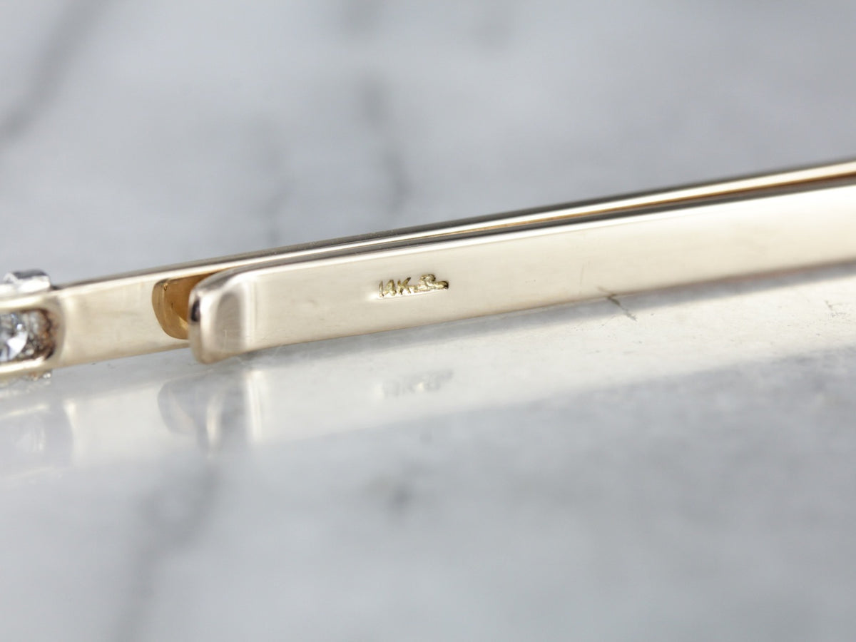 Vintage Gold and Diamond Tie Clip