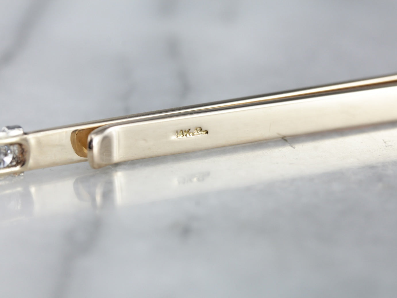 Vintage Gold and Diamond Tie Clip