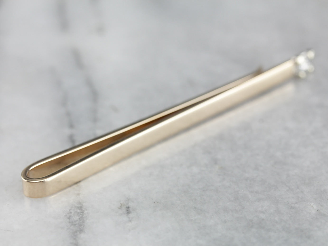 Vintage Gold and Diamond Tie Clip