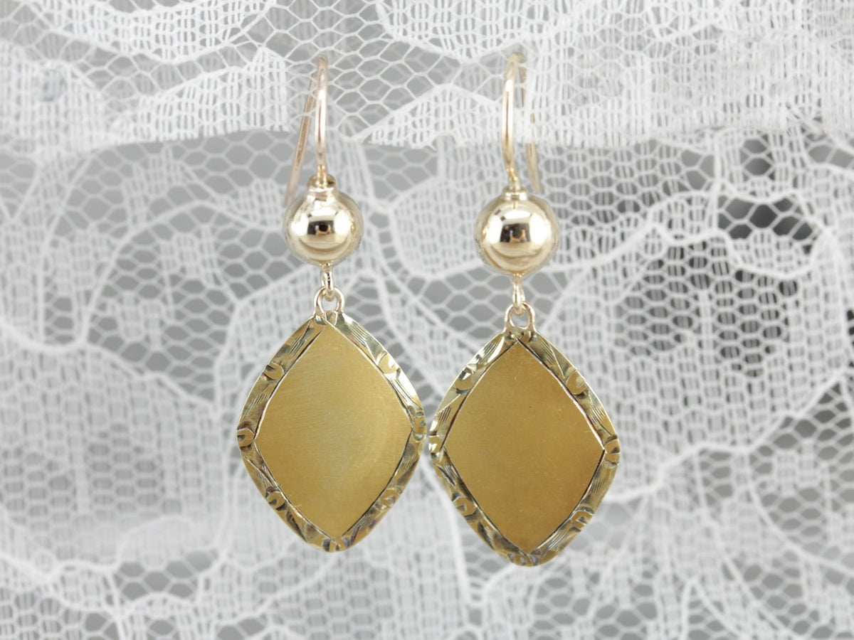 Brushed Gold Drop Earrings