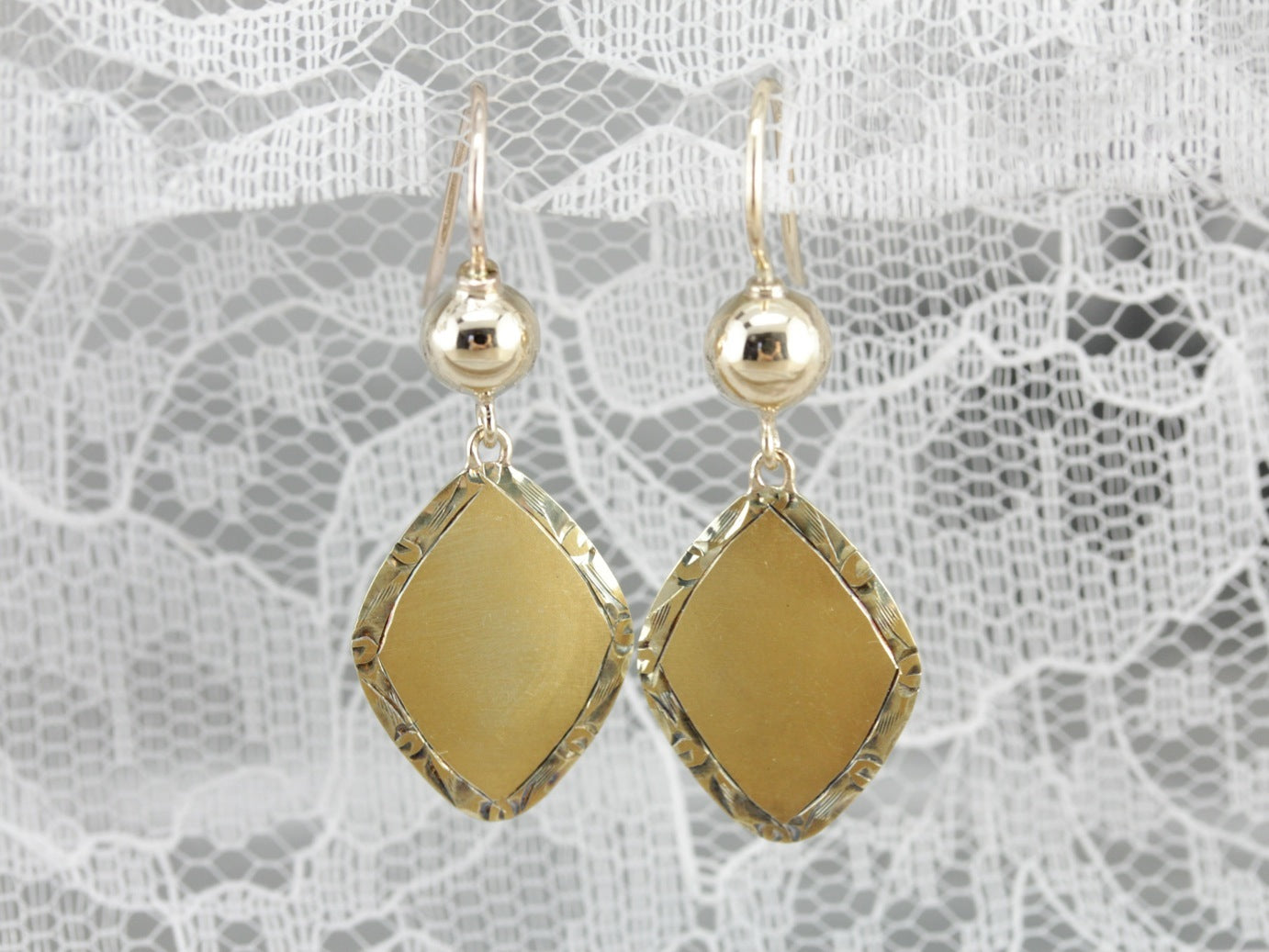 Brushed Gold Drop Earrings