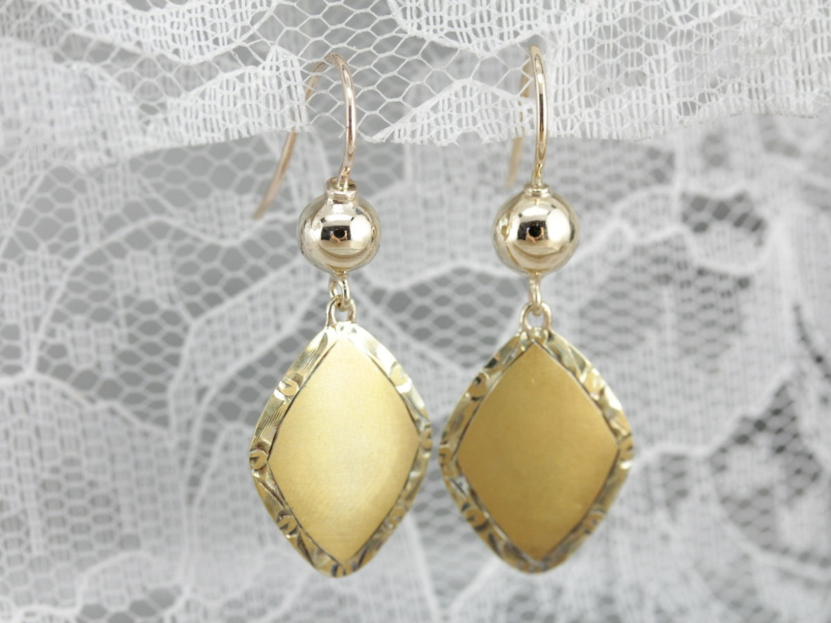 Brushed Gold Drop Earrings