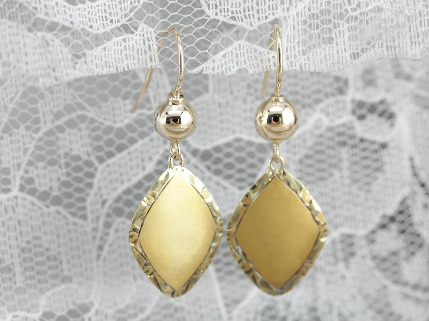 Brushed Gold Drop Earrings