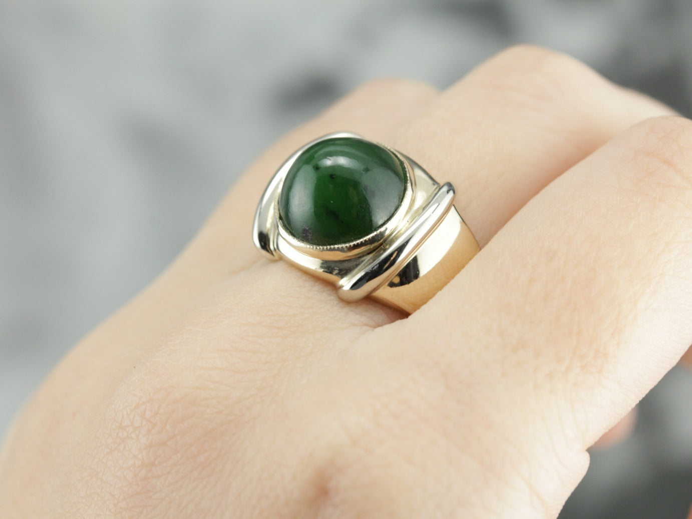Vintage Jade Cabochon Ring