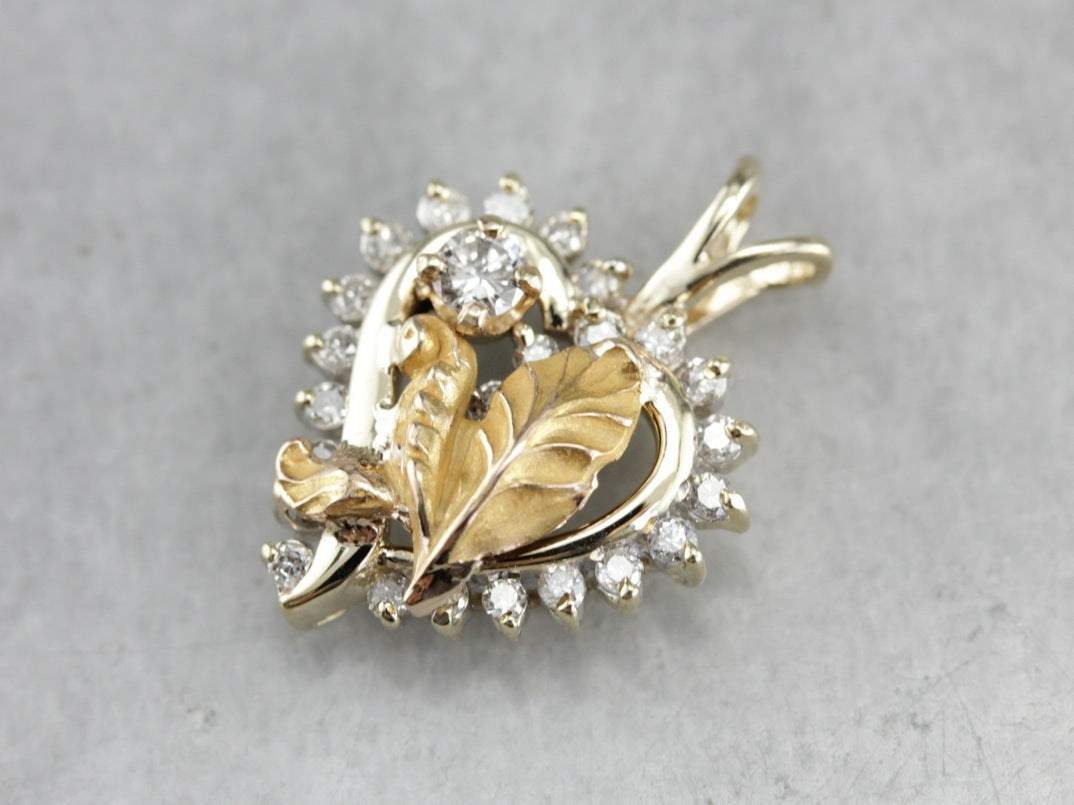 Diamond Leaf Pendant