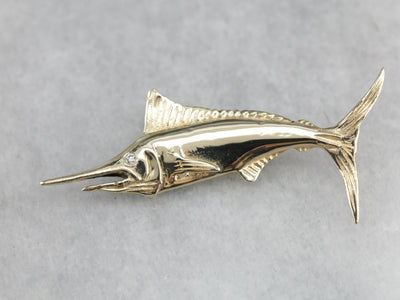 Diamond Marlin Fish Pendant