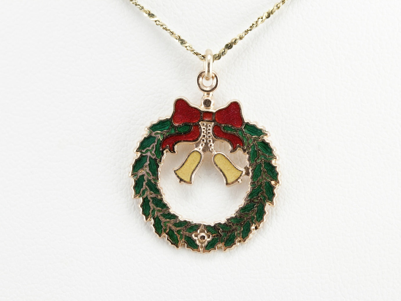 Enameled Holiday Wreath Pendant