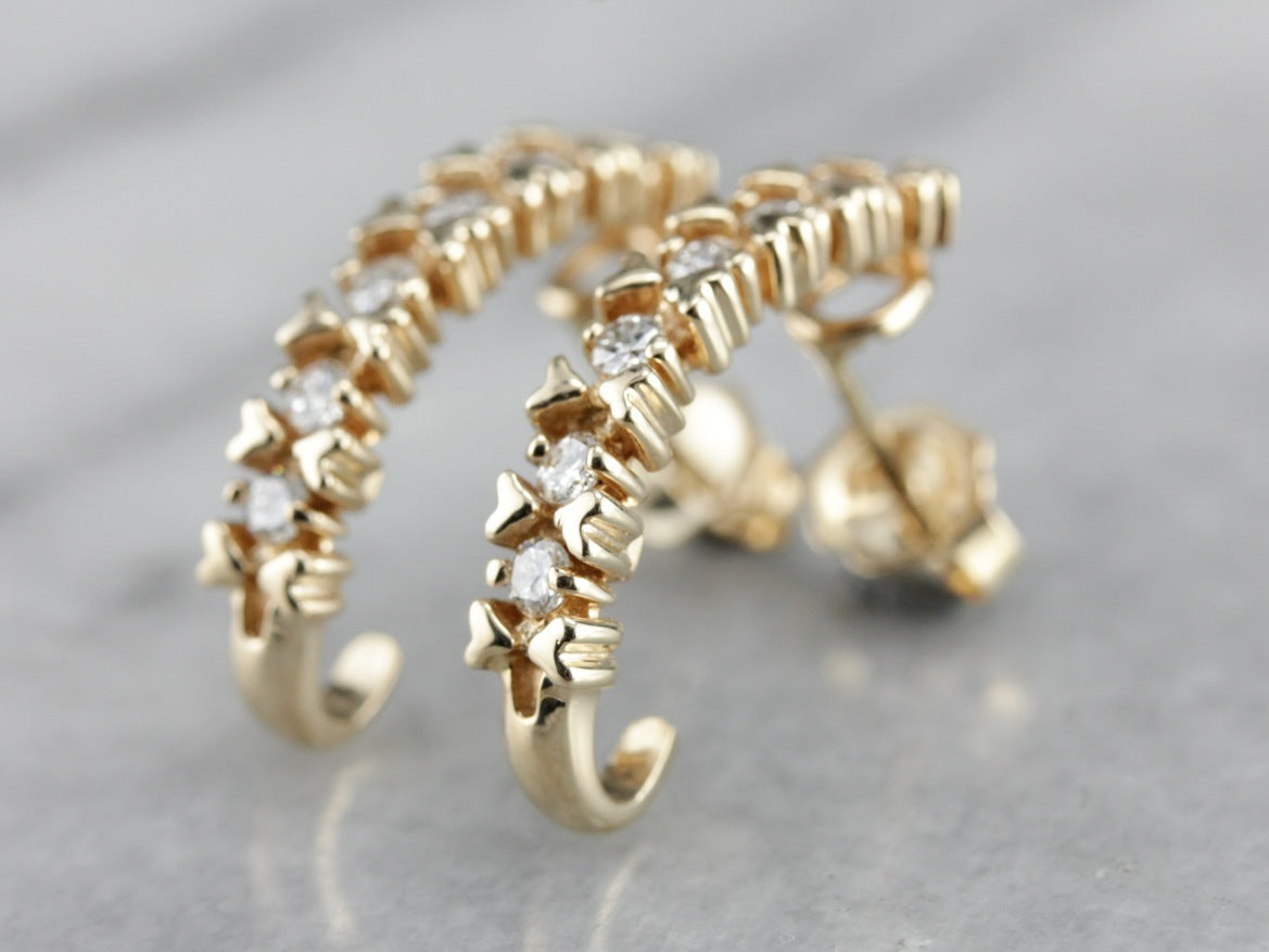 Diamond Drop Earrings in Yellow Gold