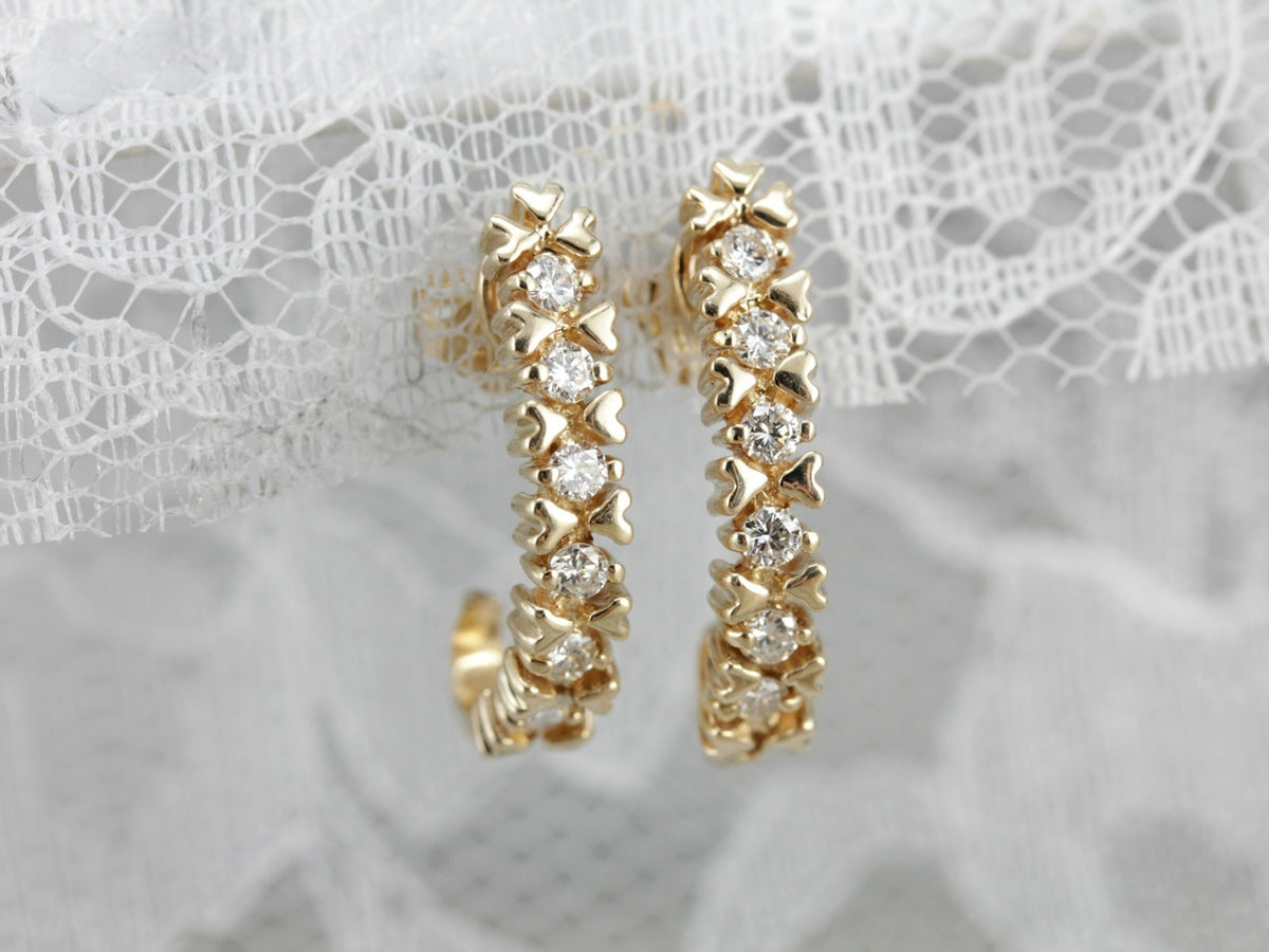 Diamond Drop Earrings in Yellow Gold