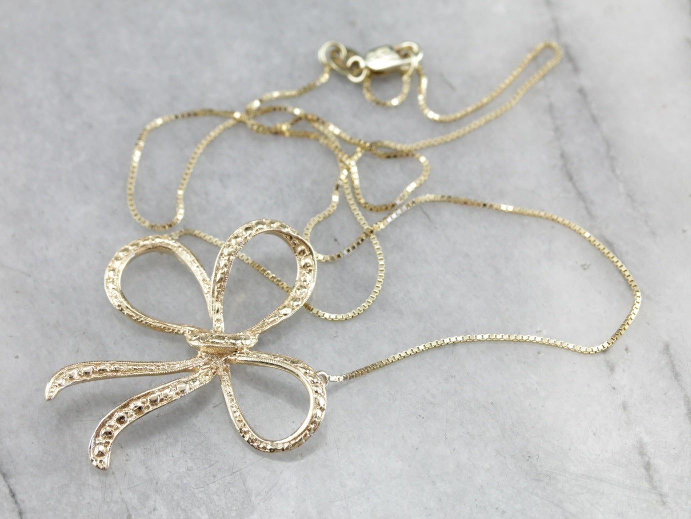 Yellow Gold Bow Conversion Necklace