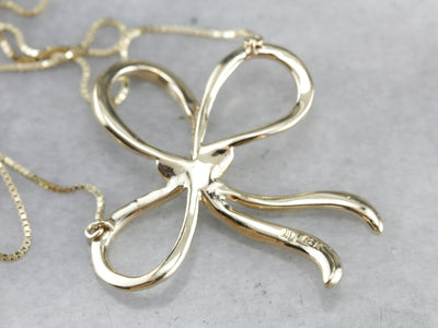 Yellow Gold Bow Conversion Necklace