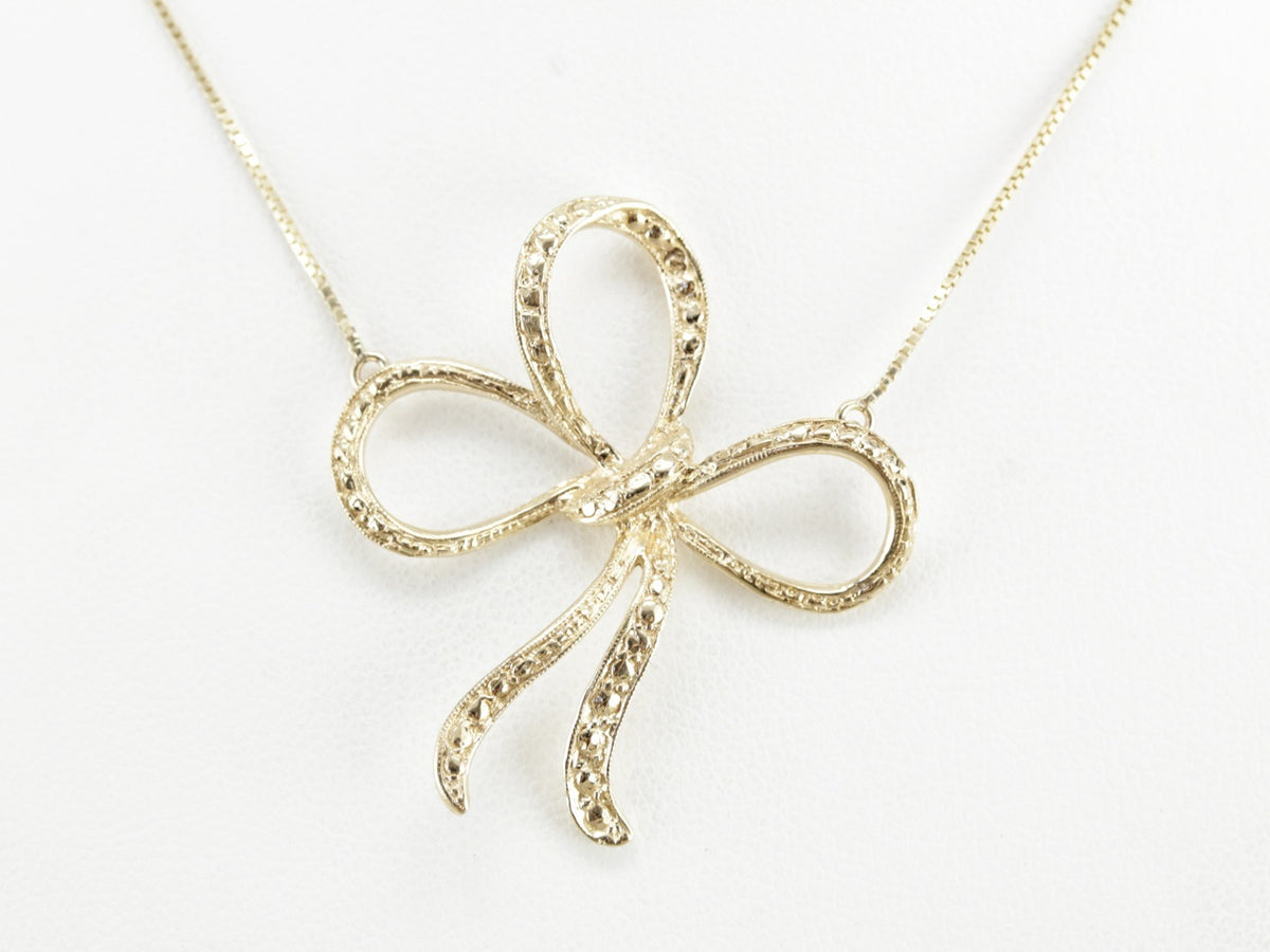 Yellow Gold Bow Conversion Necklace