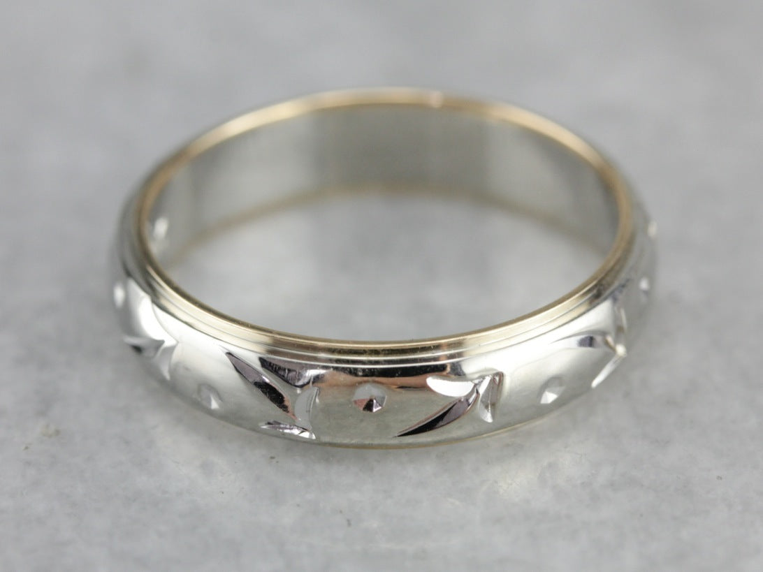 Yellow and White Gold Pattern Band