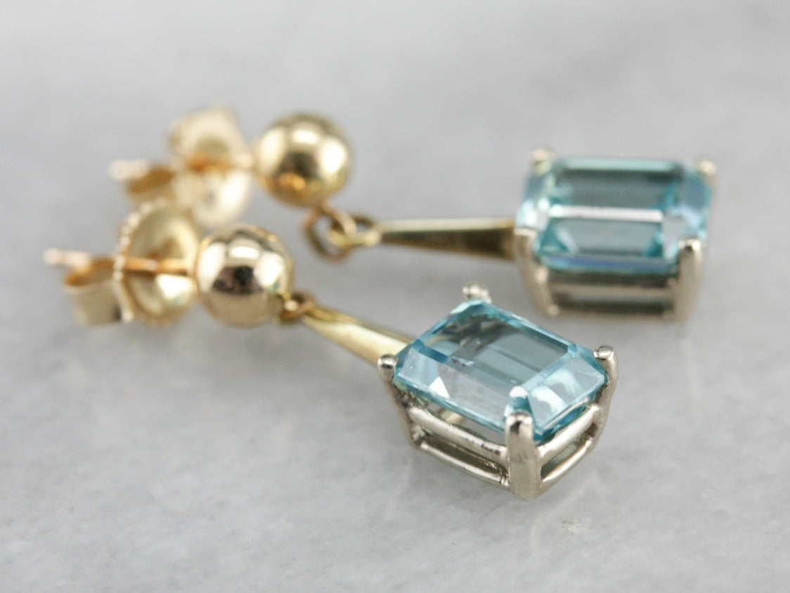Blue Zircon Drop Earrings