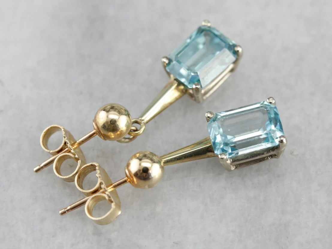 Blue Zircon Drop Earrings