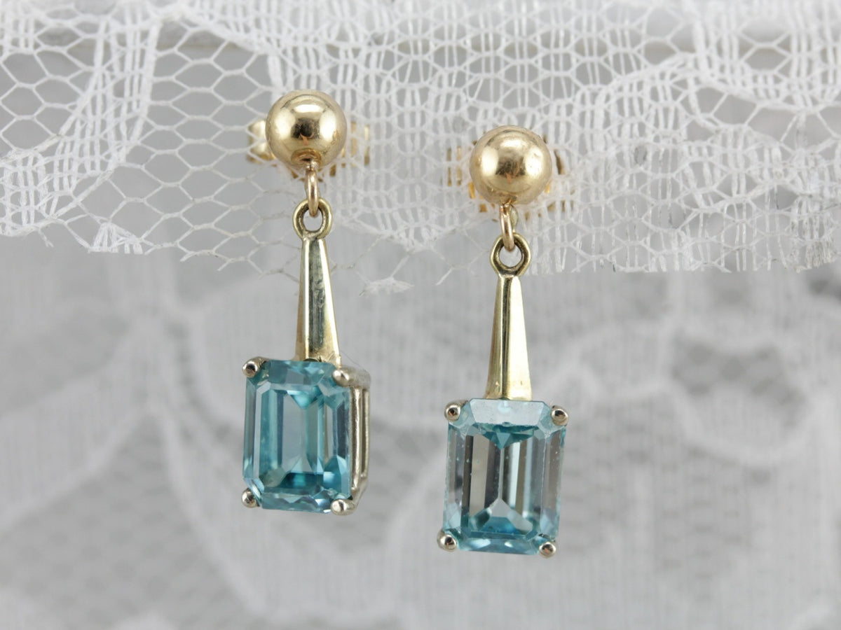 Blue Zircon Drop Earrings