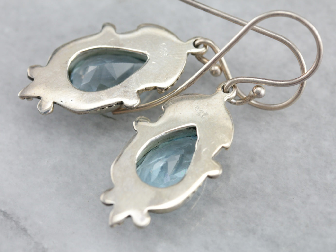 Sterling Silver Blue Topaz Drop Earrings