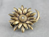 Art Nouveau Old Mine Cut Diamond Sunflower Pin