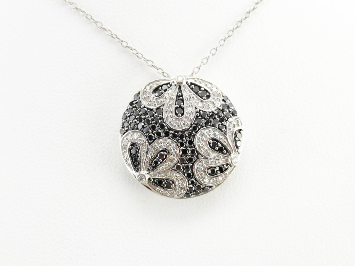 Floral Black Diamond Slide Pendant