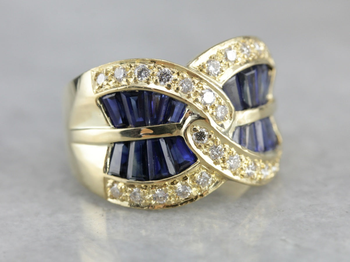 Modern Sapphire and Diamond Ring