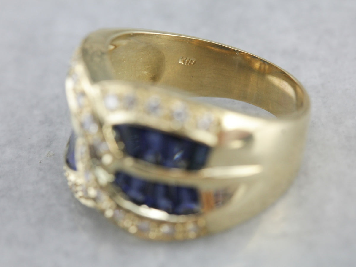 Modern Sapphire and Diamond Ring